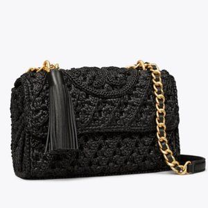 🥰 Tory Burch Fleming Raffia Small Convertible Shoulder